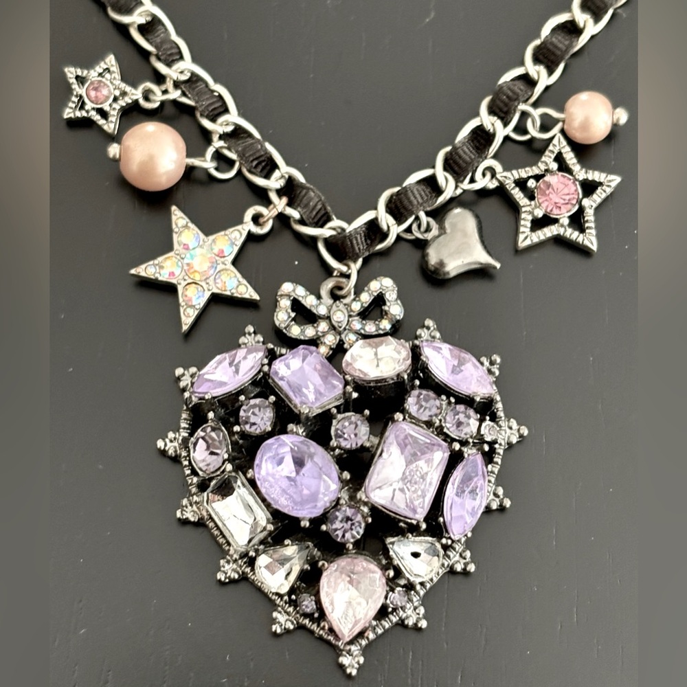 Betsey Johnson Purple Heart Necklace